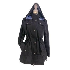 Gallery NEW Water Repellant Jacket Navy Blue Medium Removable Hood Seasonal